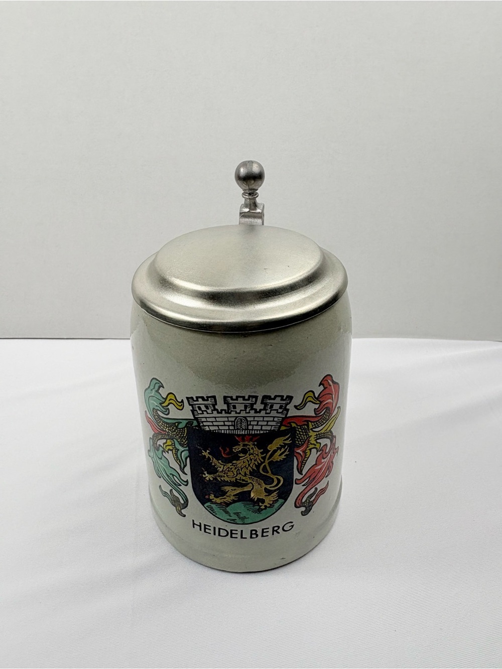 Gerz Heidelberg Beer Stein Made From Stoneware Featuring a Raised Coat of Arms.
